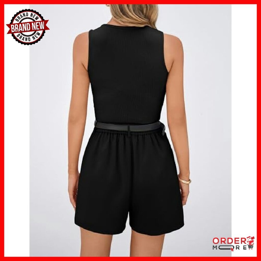 Women's Ribbed Knit Tank Top & High Waist Shorts Set - Picture 4 of 8
